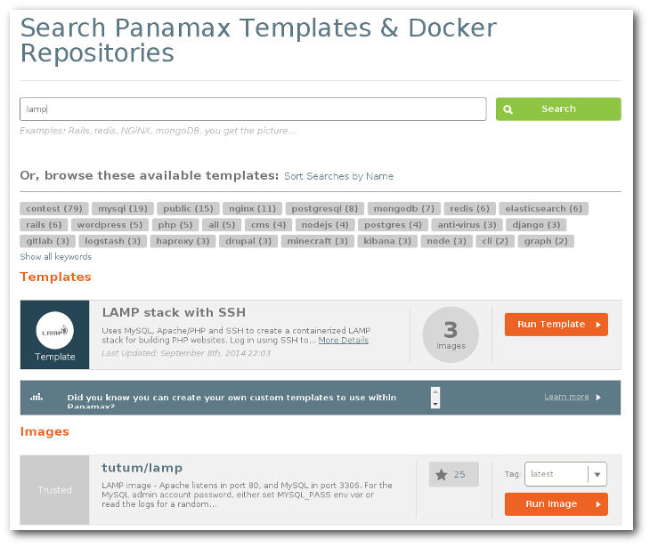 Panamax template search
